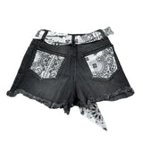 Saint Barth Short In Denim Tinta Unita con Foulard per Bambina KOK00010416 NERO SAINT BARTH 