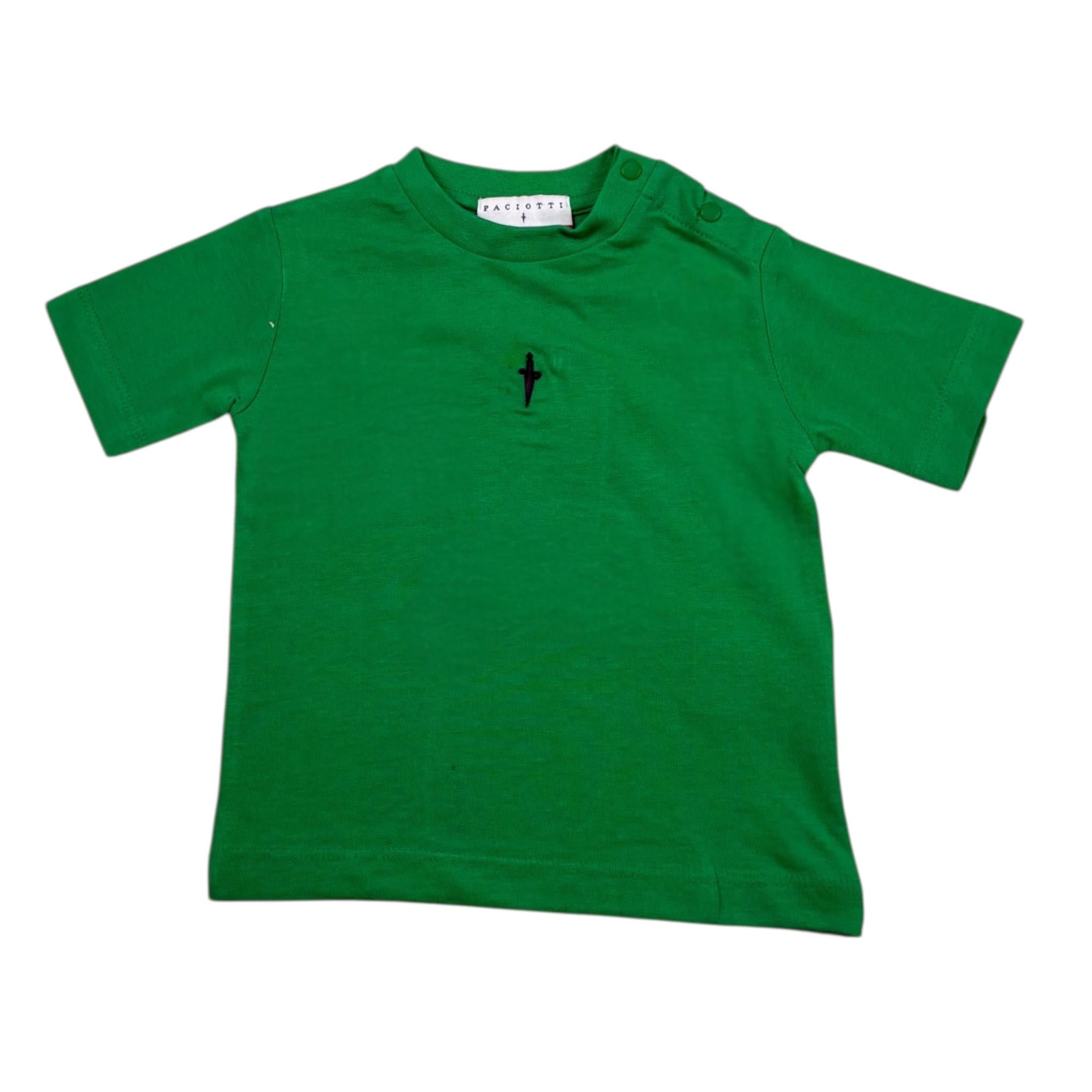 Cesare Paciotti T-Shirt Girocollo Tinta Unita con Stampa per Bambino TSP5105BXXX VERDE CESARE PACIOTTI 