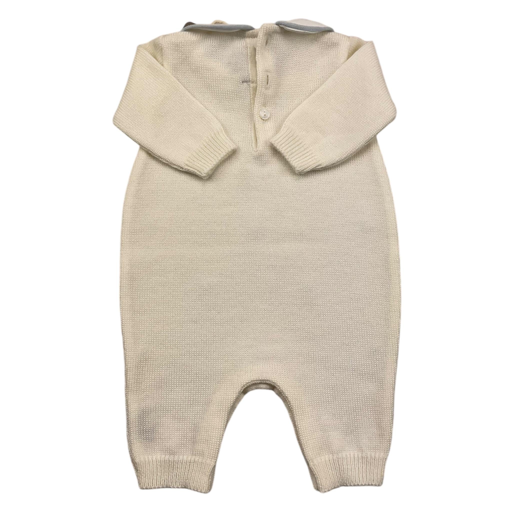 LITTLE BEAR tutina manica lunga tinta unita cn ricami in contrasto Panna per Neonato 9115 PANNA LITTLE BEAR 