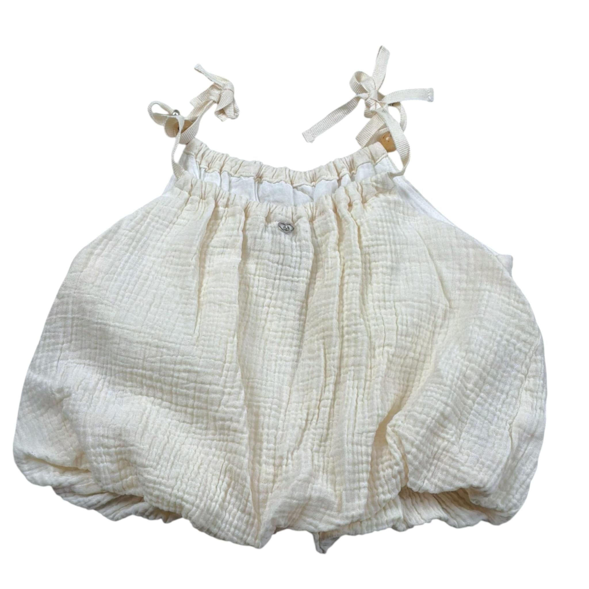 Please Top Tinta Unita Bretelline per Bambina CC88080G72X PANNA PLEASE 