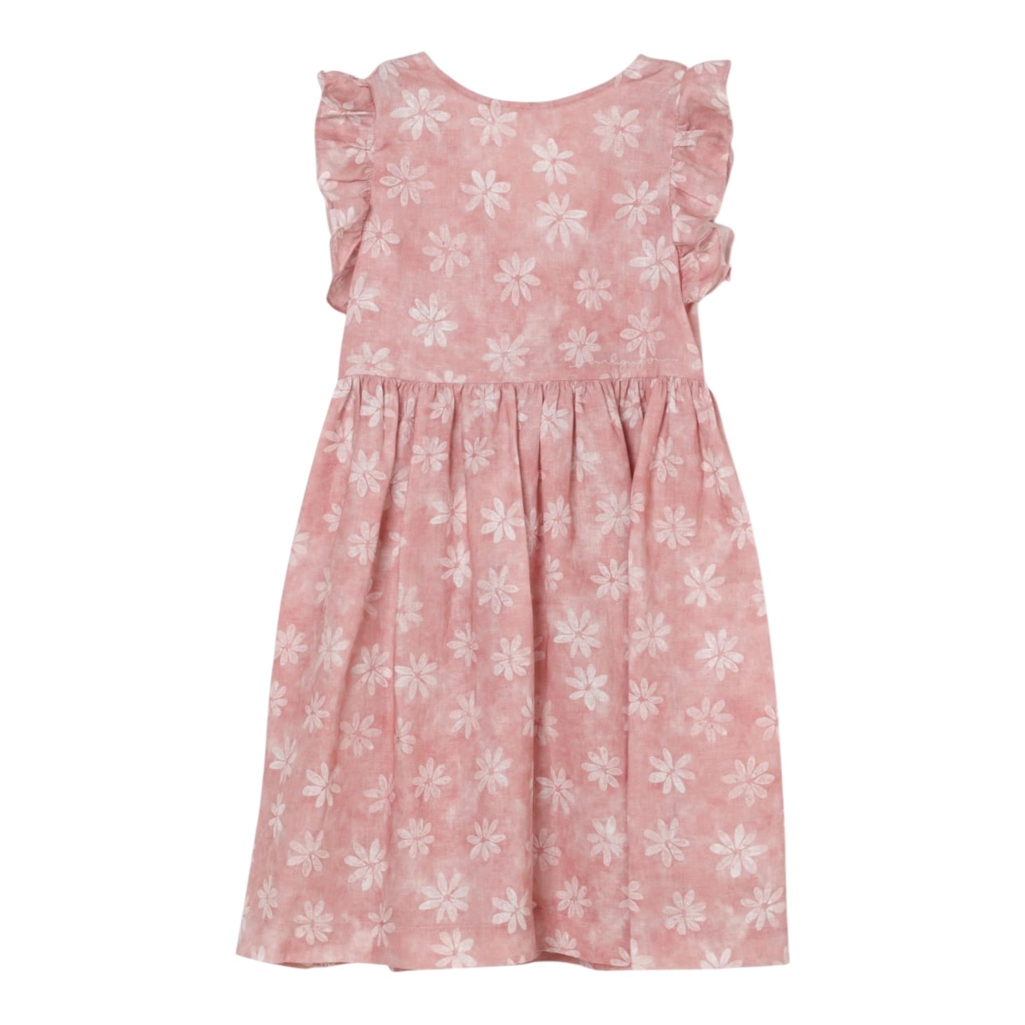 Il Gufo Abito Giromanica Tinta Unita con Fantasia Fiori per Neonata P25VM775L4002N ROSA IL GUFO 