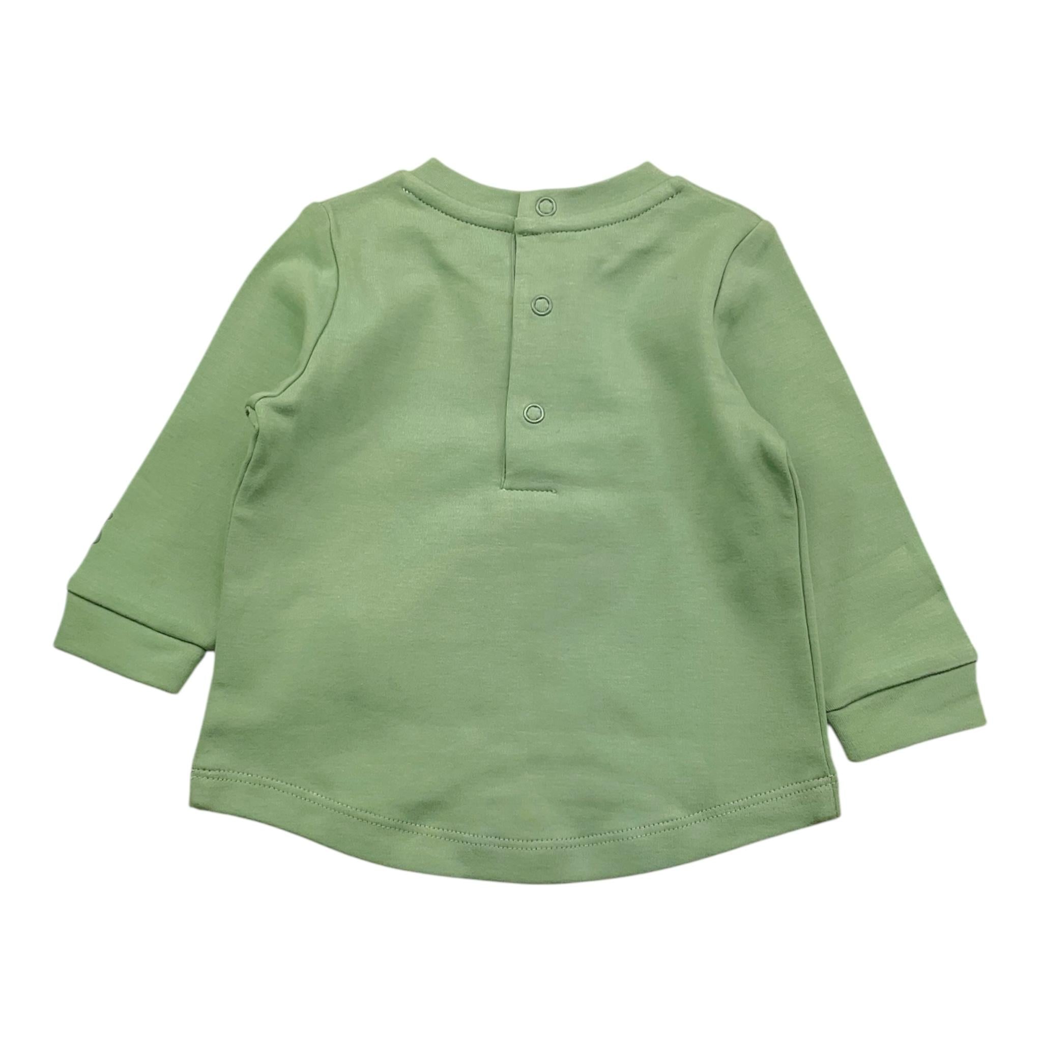 MINI BANDA shirt girocollo tinta unita con stampa Verde per Neonato 37620 VERDE MINI BANDA 