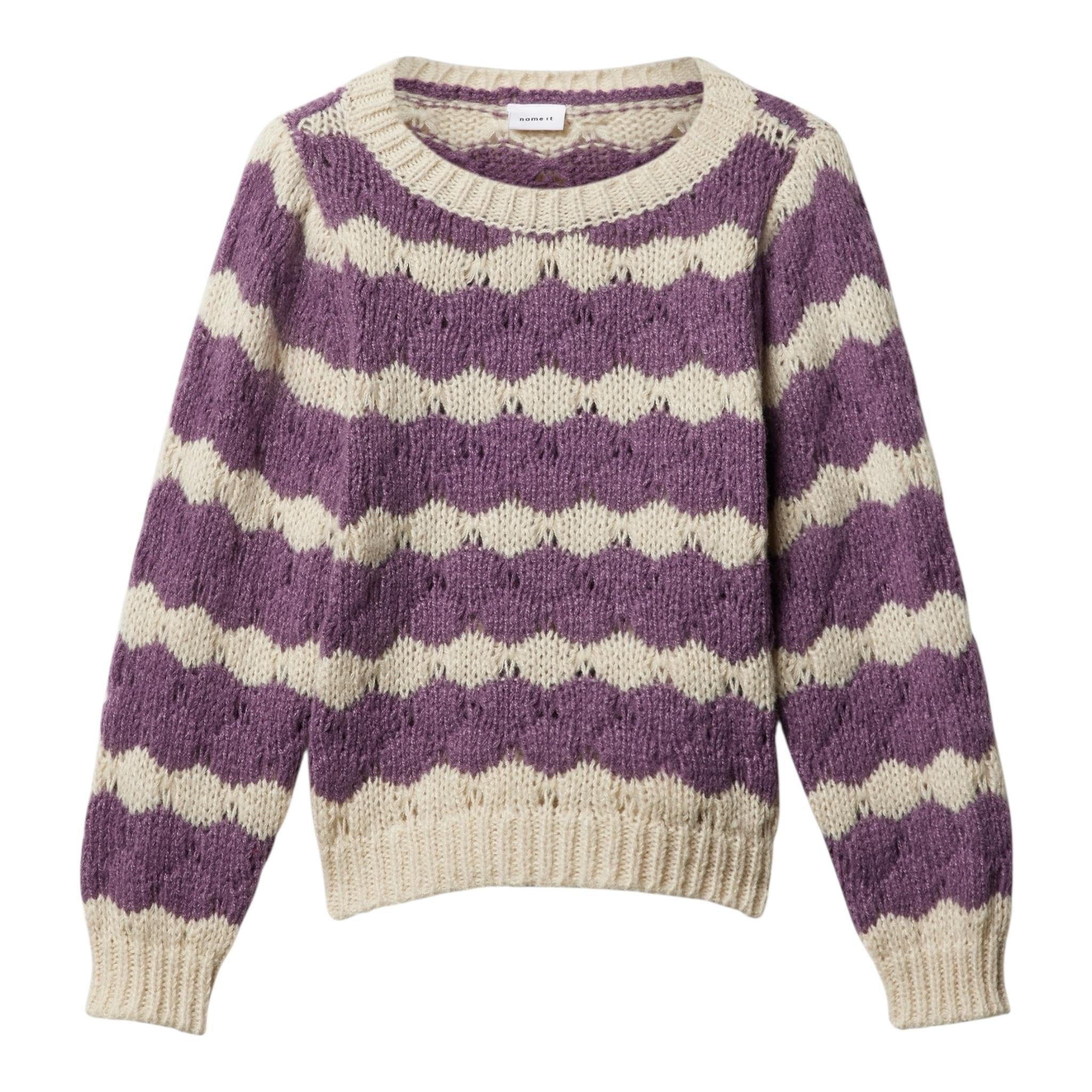NAME IT maglia bicolore con fantasia a righe Panna/viola per Bambina 13233150X PANNA/VIOLA NAME IT 