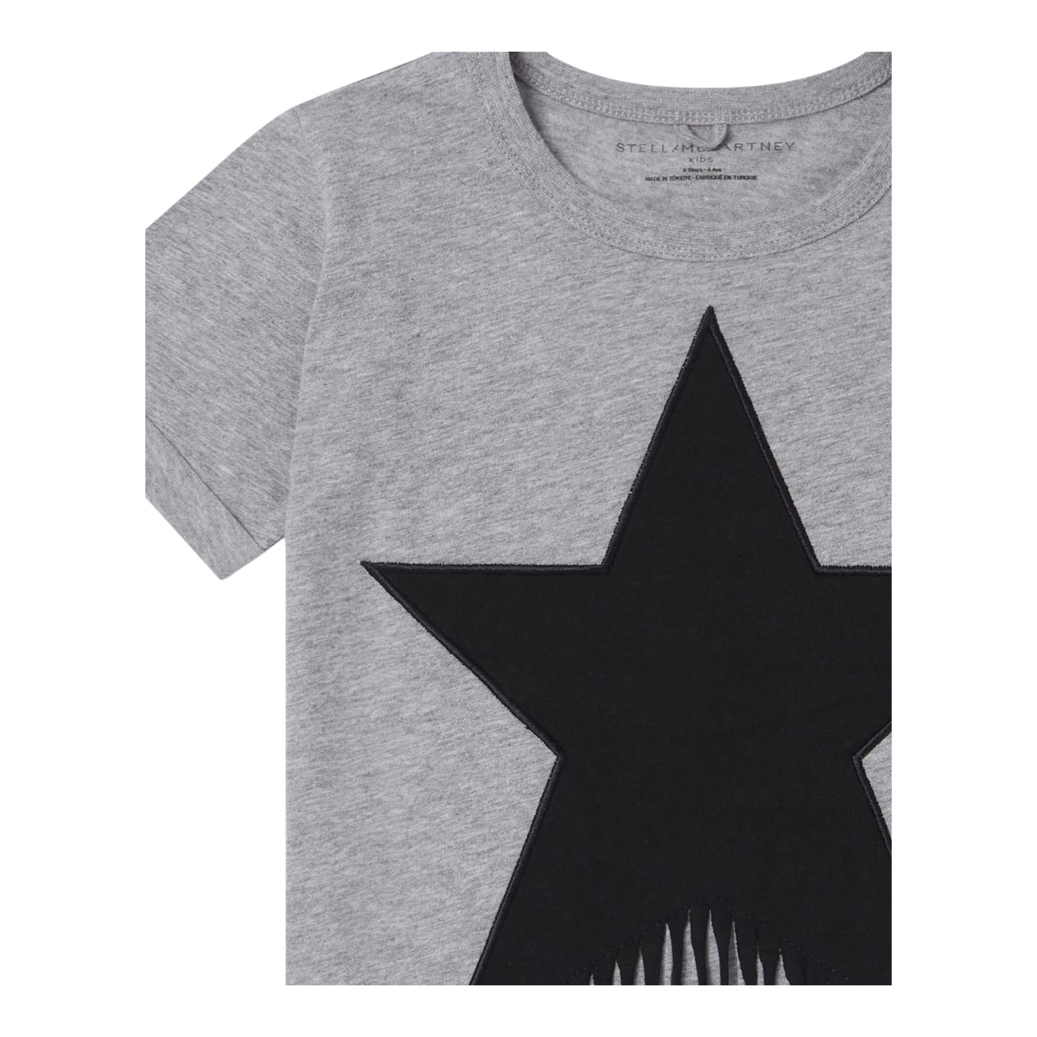 Stella Mccartney T-Shirt Girocollo Tinta Unita con Stampa per Bambina TV8C91 GRIGIO STELLA McCARTNEY 