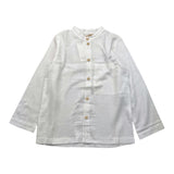 @Madilly Camicia Manica Lunga Tinta Unita Con Collo Coreano Bianco Per Bambino