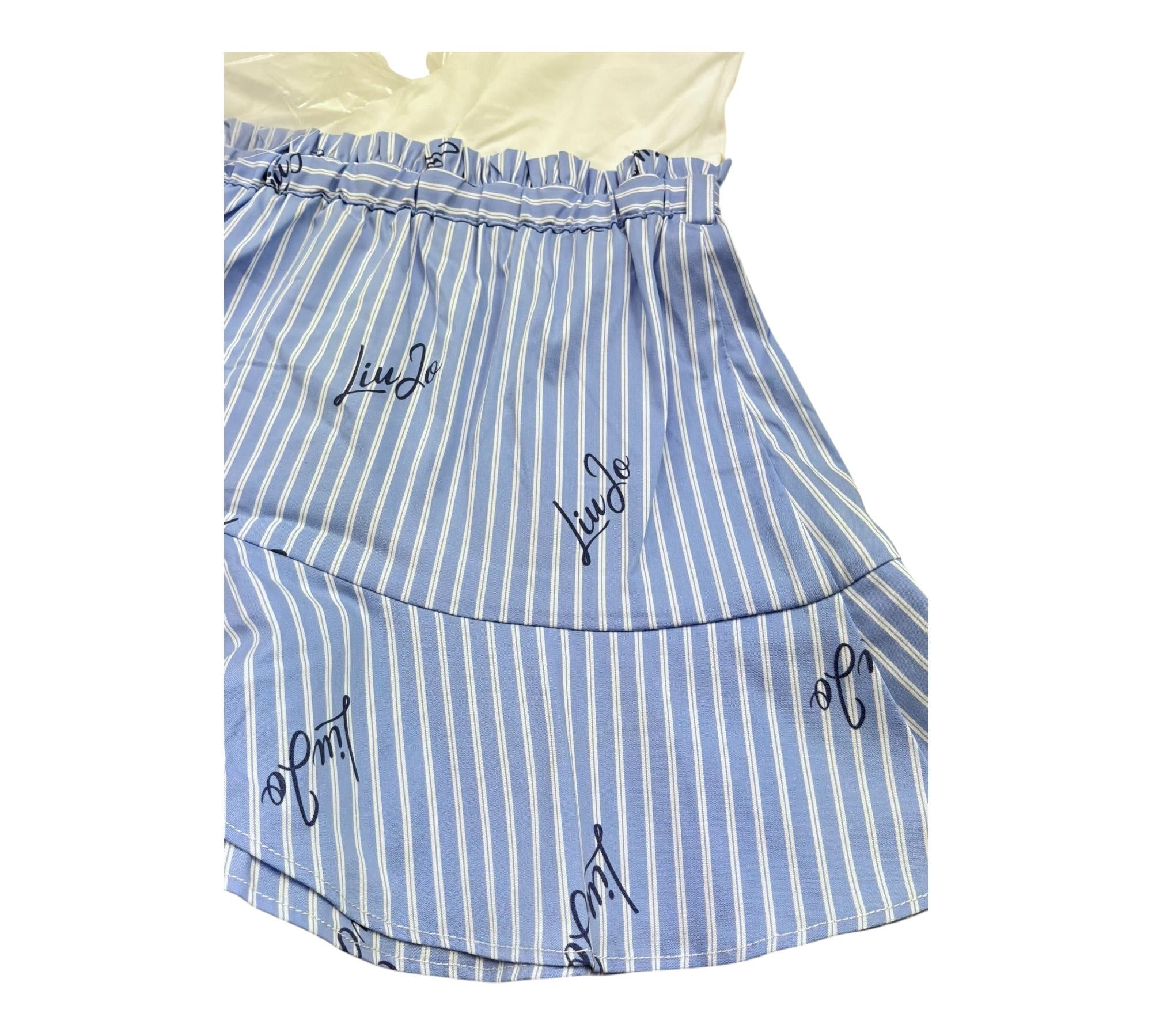 Liu Jo Abito Bicolore con Fantasia A Righe per Bambina KA5049X BIANCO/AZZURRO LIU JO 