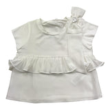 Liu Jo T-Shirt Tinta Unita Girocollo con Tulle per Bambina KA5134J BIANCO LIU JO 