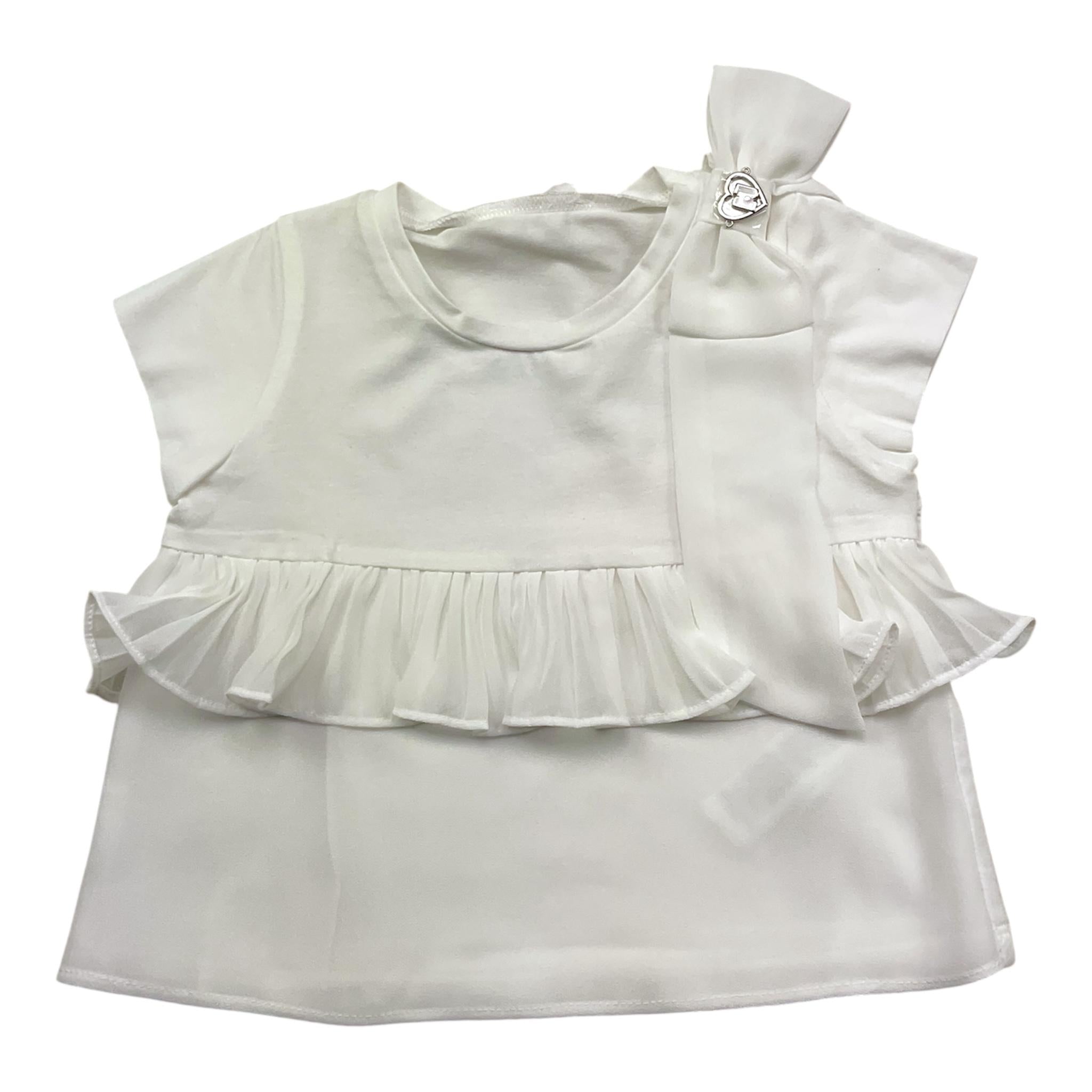 Liu Jo T-Shirt Tinta Unita Girocollo con Tulle per Bambina KA5134J BIANCO LIU JO 