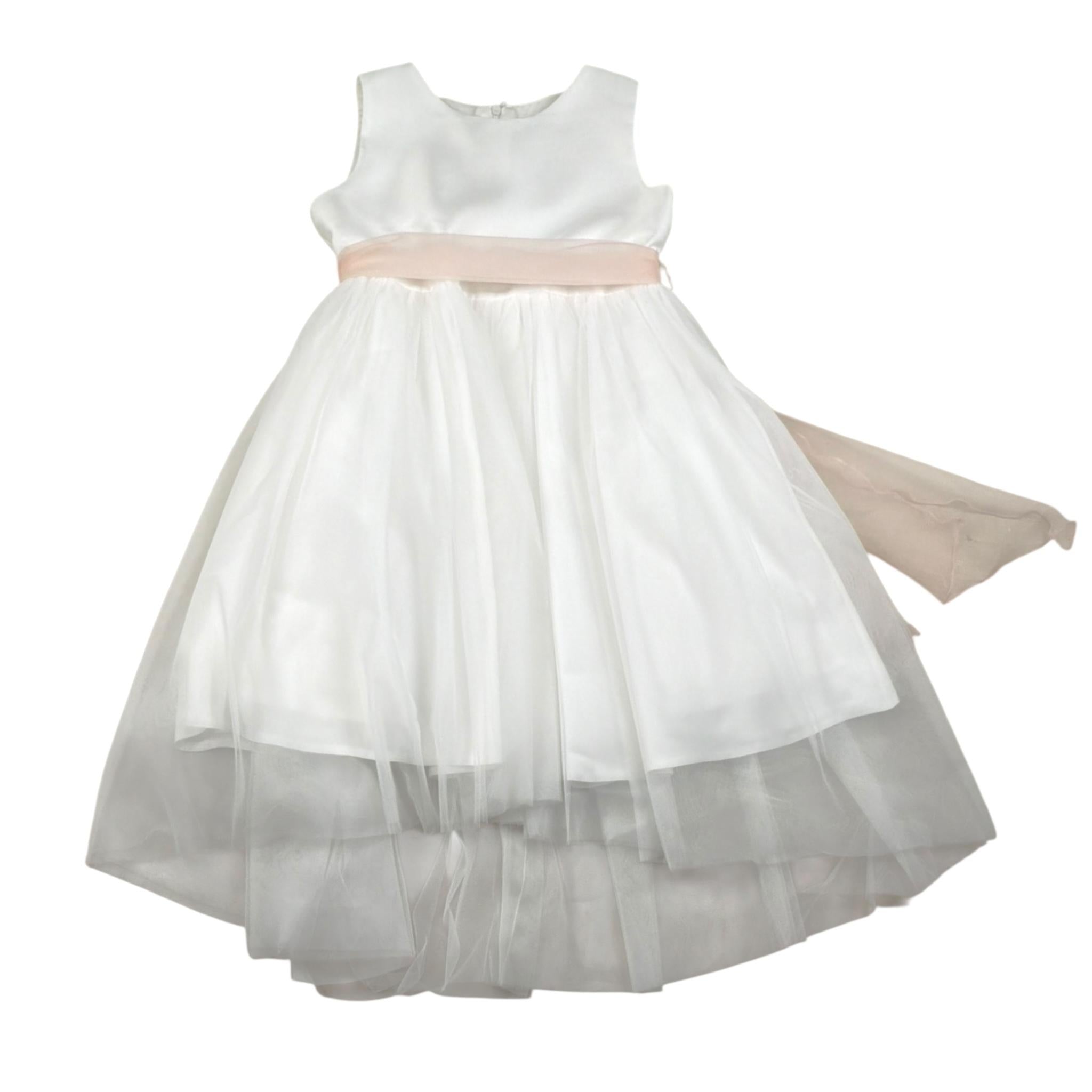 Bella Brilli Abito Cerimonia Tinta Unita Giromanica per Bambina BB802446 BIANCO BELLA BRILLI 