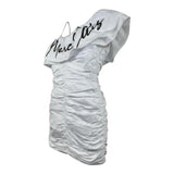 Marc Ellis Abito Monospalla Tinta Unita con Logo per Bambina JMJDR01239X BIANCO MARC ELLIS 