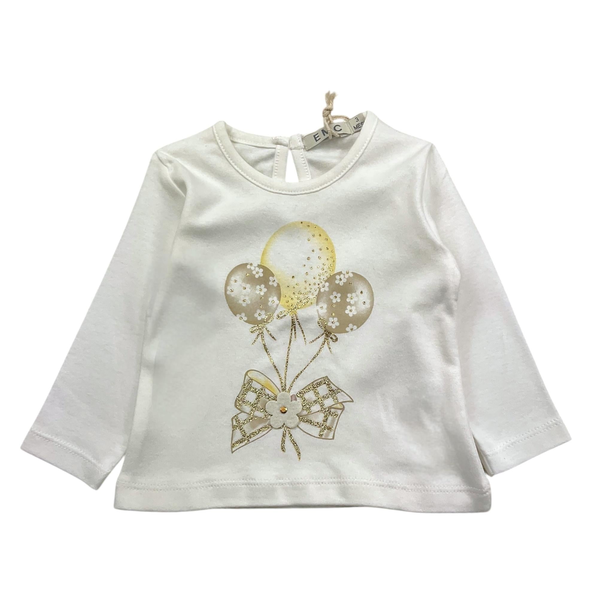 EMC shirt girocollo tinta unita con stampa Panna per Neonata BX2272 PANNA EMC 