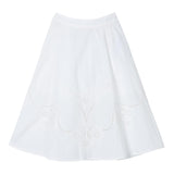 Chloe' Gonna Lunga Tinta Unita Con Trafori Bianco Per Bambina