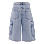 Moschino Bermuda Tinta Unita In Denim con Tasconi per Bambino HUQ023 AZZURRO MOSCHINO 