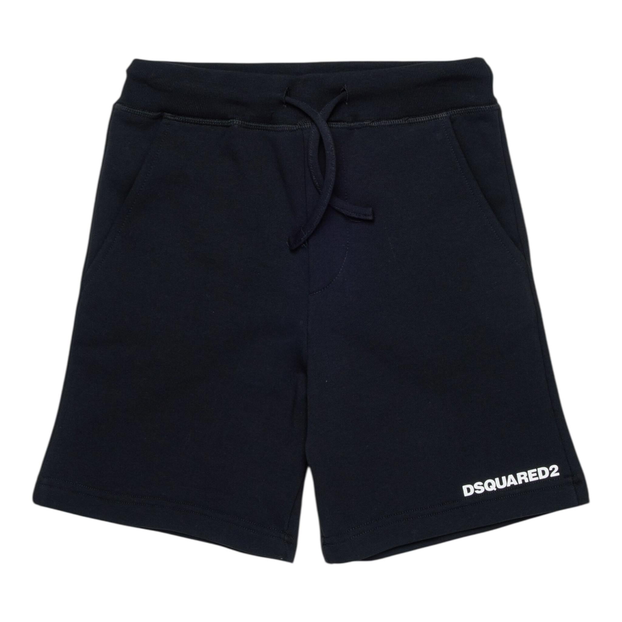Dsquared2 Bermuda In Tuta Tinta Unita con Stampa per Bambino DQ2738XX NERO DSQUARED2 