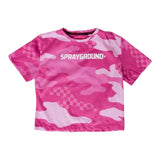 Sprayground – Rosa T-Shirt mit Militärmuster für Mädchen