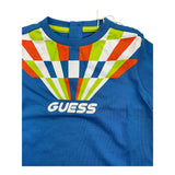 Guess T-Shirt Girocollo Tinta Unita Con Stampa Cobalto Per Neonato