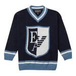 EMPORIO ARMANI maglia scollo a v tinta unita con logo Blu per Bambino 6L4M50 BLU EMPORIO ARMANI 