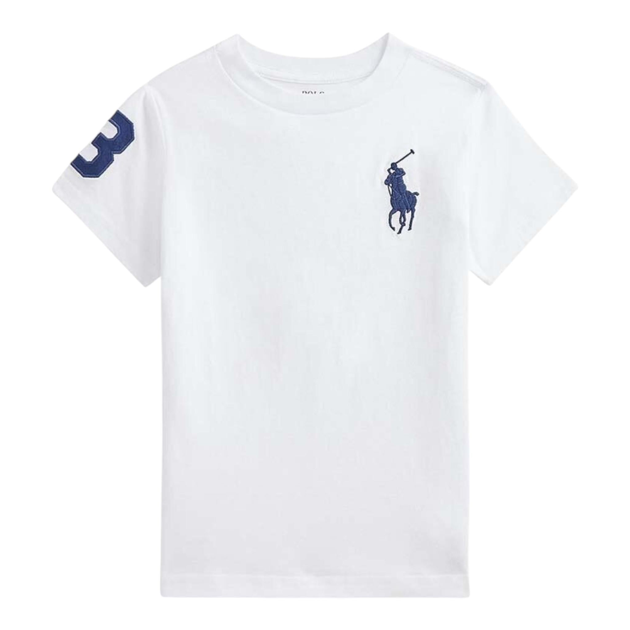 Ralph Lauren T-Shirt Girocollo Tinta Unita con Stampa per Bambino 322832907037J BIANCO RALPH LAUREN 