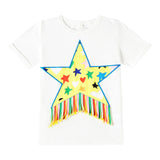 Stella Mccartney T-Shirt Girocollo Tinta Unita con Stampa Stelle per Bambina TW8B51 BIANCO STELLA McCARTNEY 