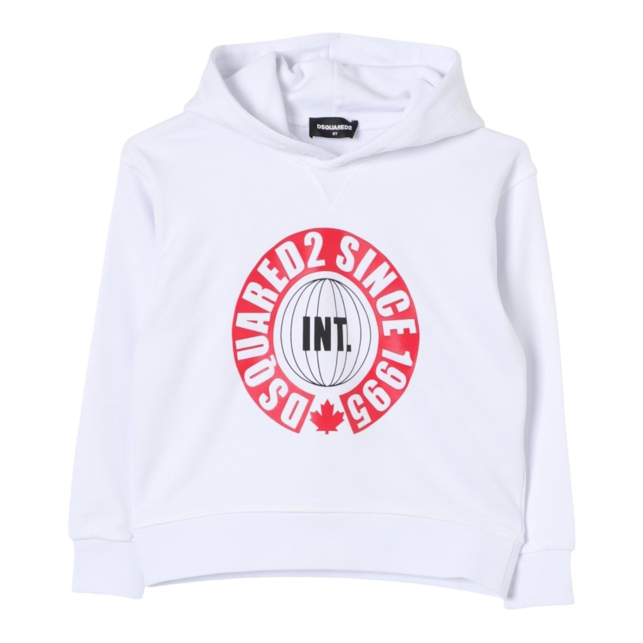 DSQUARED2 felpa tinta unita con cappuccio e stampa Bianco per Bambino DQ2615 BIANCO DSQUARED2 