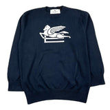 Etro Maglioncino Girocollo Tinta Unita Con Ricamo In Contrasto Blu Per Bambino