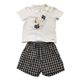Barcellino Completo 2 Pezzi T-Shirt-Bermuda Bicolore Bianco/Blu Per Neonato