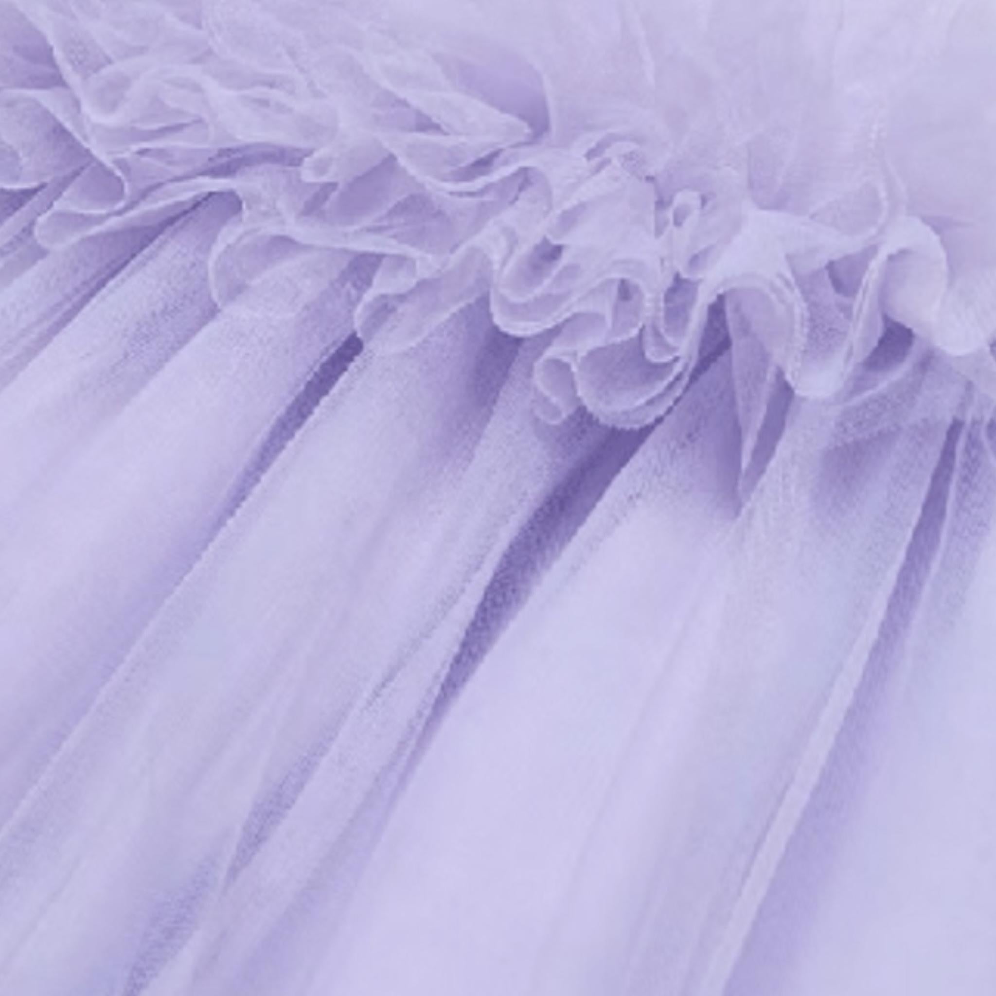 Abel & Lula Abito Tinta Unita Giromanica con Tulle per Bambina 5051X LILLA ABEL & LULA 