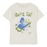 Name.It T-Shirt Girocollo Tinta Unita Con Stampa Panna Per Bambino