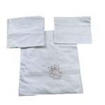 Le Bebe' Lenzuola Set 3 Pezzi Tinta Unita con Stampa per Neonato LBB4830 BIANCO LE BEBE' 
