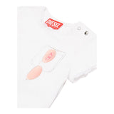 Diesel T-Shirt Girocollo Tinta Unita con Ricami per Bambina K00636 BIANCO DIESEL 