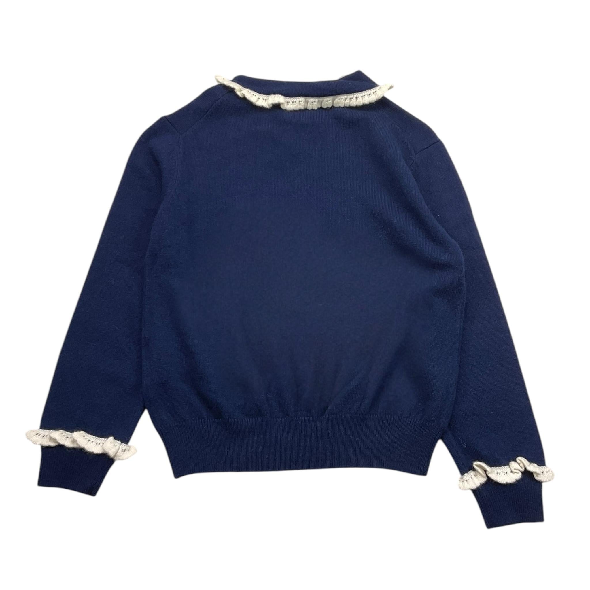 SAINT BARTH maglia tinta unita con contrasti Blu per Bambina SANGALLO BLU SAINT BARTH 