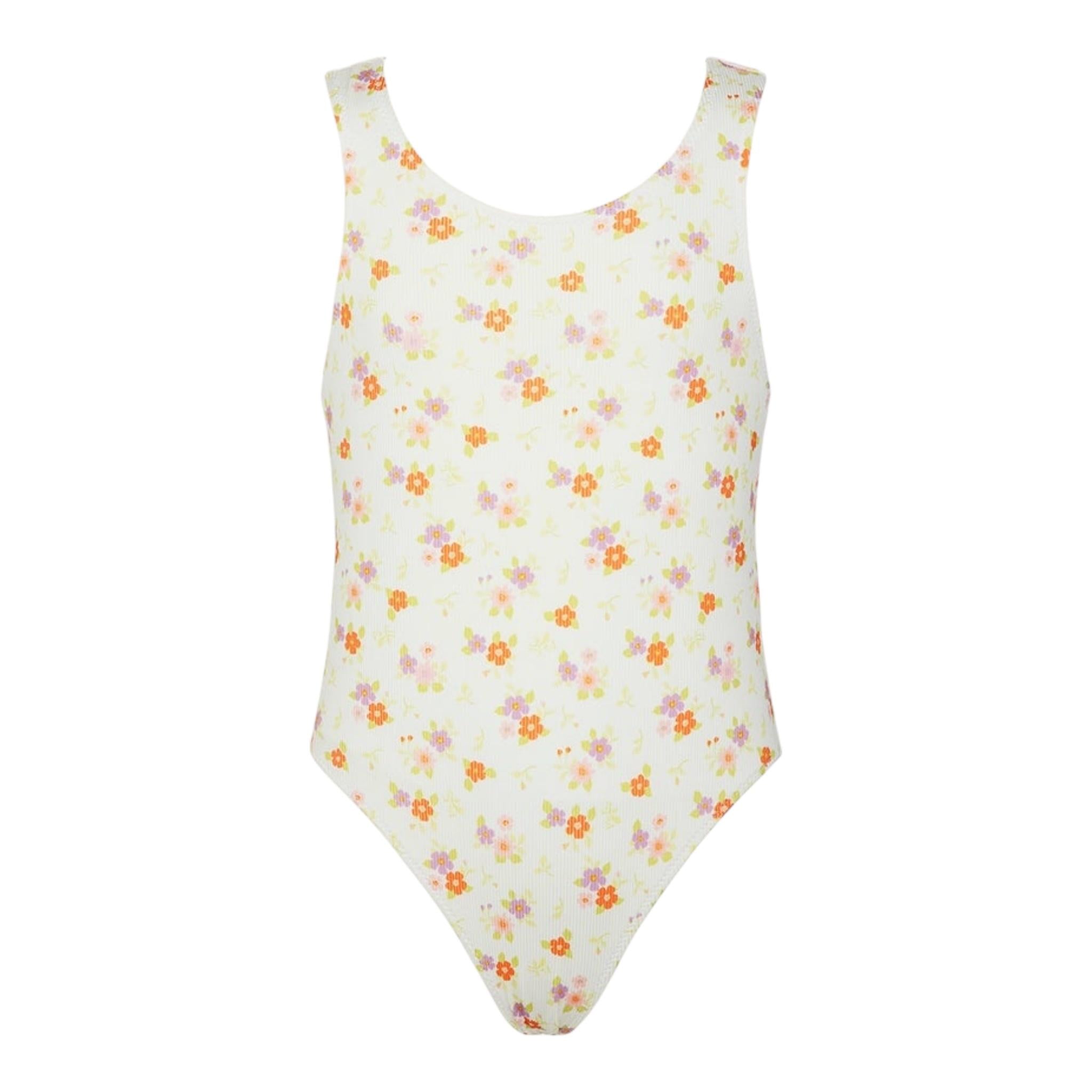 Mefui Costume Intero Tinta Unita con Fantasia per Bambina MJ250204X08 PANNA MEFUI 