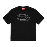 Diesel T-Shirt Girocollo Tinta Unita Con Stampa Logo Nero Per Bambino