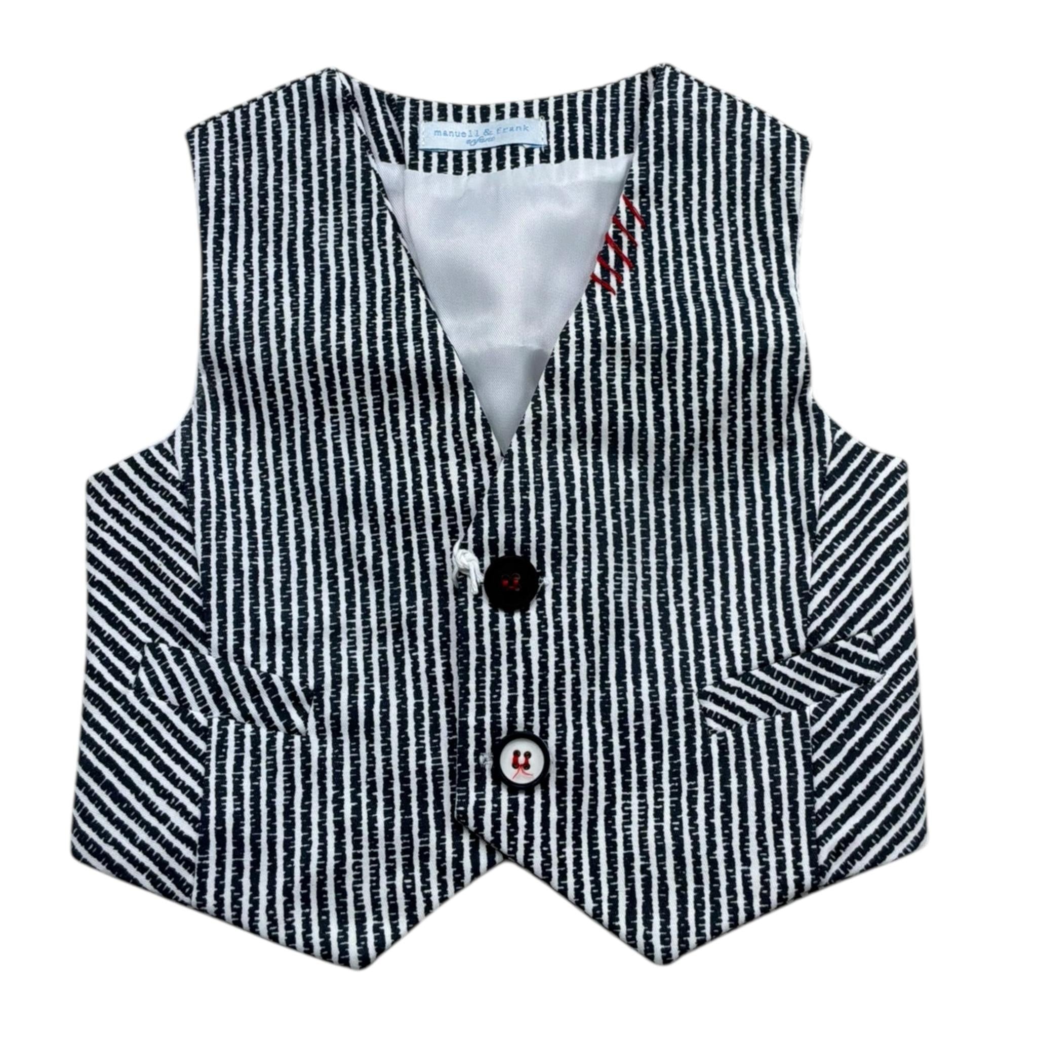 Manuel & Frank Gilet Bicolore con Fantasia A Righe per Neonato MF5119I BIANCO/BLU MANUEL & FRANK 