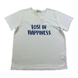Zhoe & Tobiah T-Shirt Tinta Unita Girocollo Con  Stampa Bianco Per Bambina