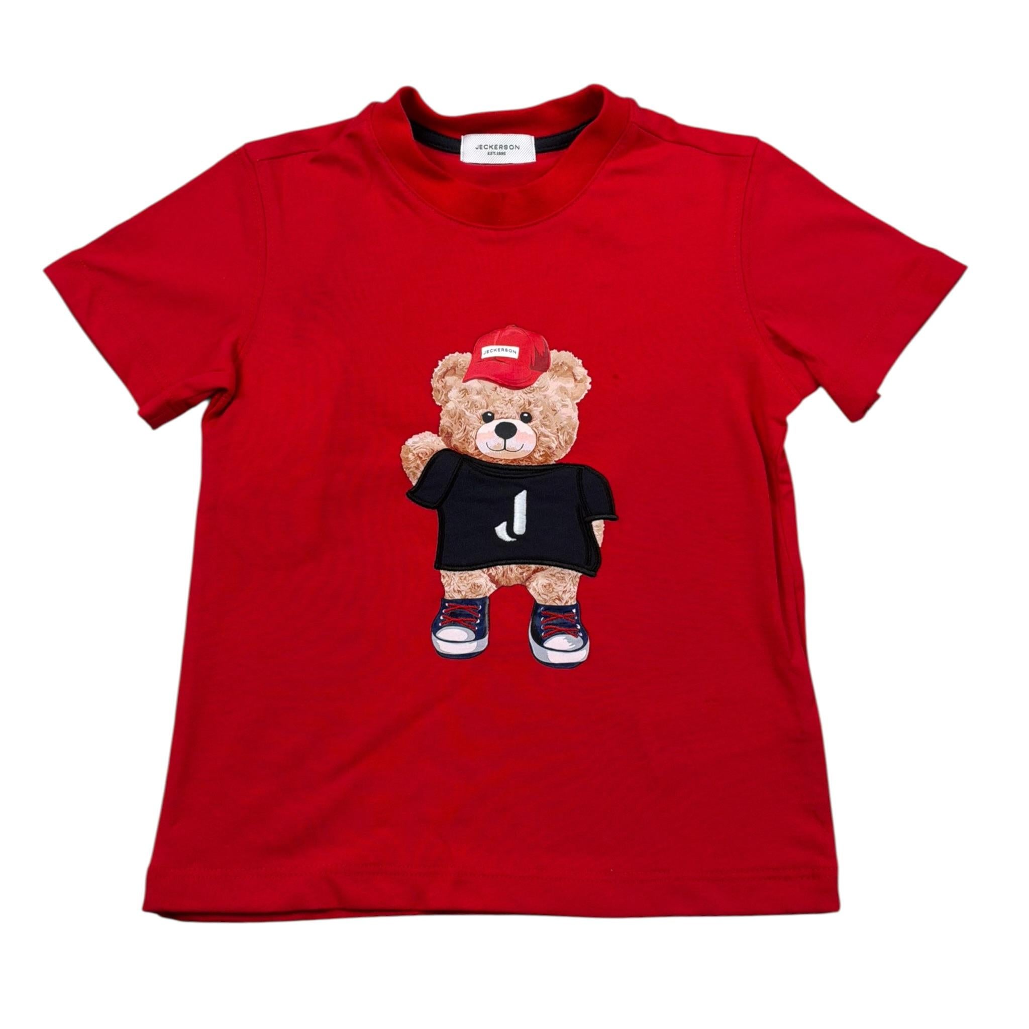 Jeckerson T-Shirt Girocollo Tinta Unita con Stampa per Bambino JB4020 ROSSO JECKERSON 