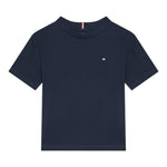 Tommy Hilfiger T-Shirt Girocollo Tinta Unita con Logo per Bambino KB0KB09601 BLU TOMMY HILFIGER 