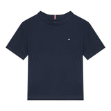 Tommy Hilfiger T-Shirt Girocollo Tinta Unita con Logo per Bambino KB0KB09601 BLU TOMMY HILFIGER 