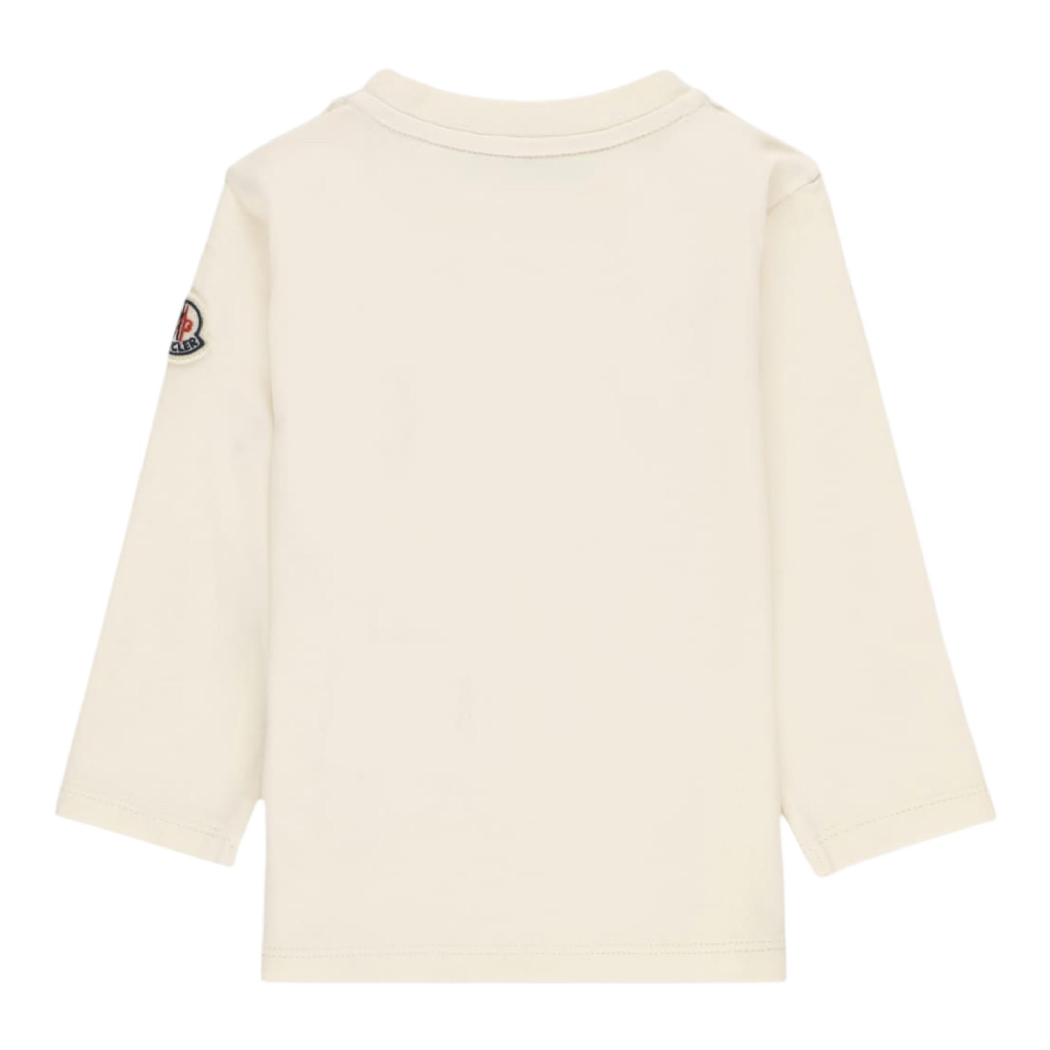 MONCLER shirt tinta unita girocollo con stampa Panna per Neonata 8D00005 PANNA MONCLER 