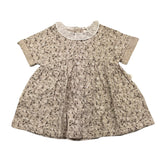 Teddy E Minou Einfarbiges Halbarmkleid Beige Fantasy Print für Baby Mädchen