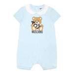 Moschino Pagliaccetto Tinta Unita con Stampa per Neonato MUT049M AZZURRO MOSCHINO 