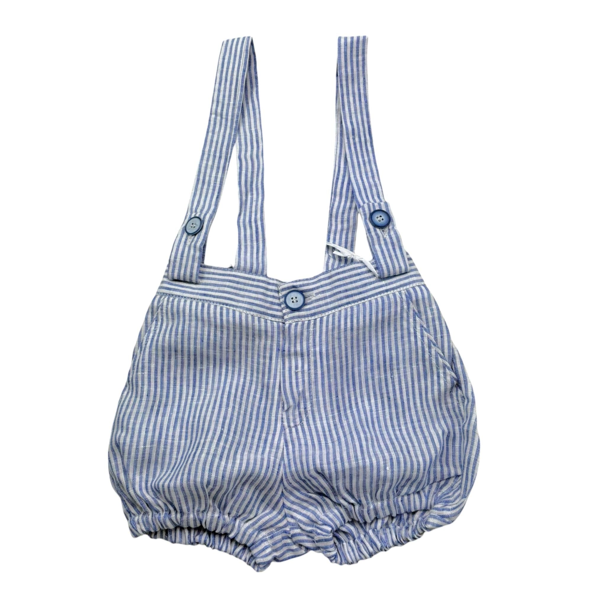 Manuel & Frank Salopette Bicolore con Fantasia A Righe per Neonato MF2275I BIANCO/BLU MANUEL & FRANK 