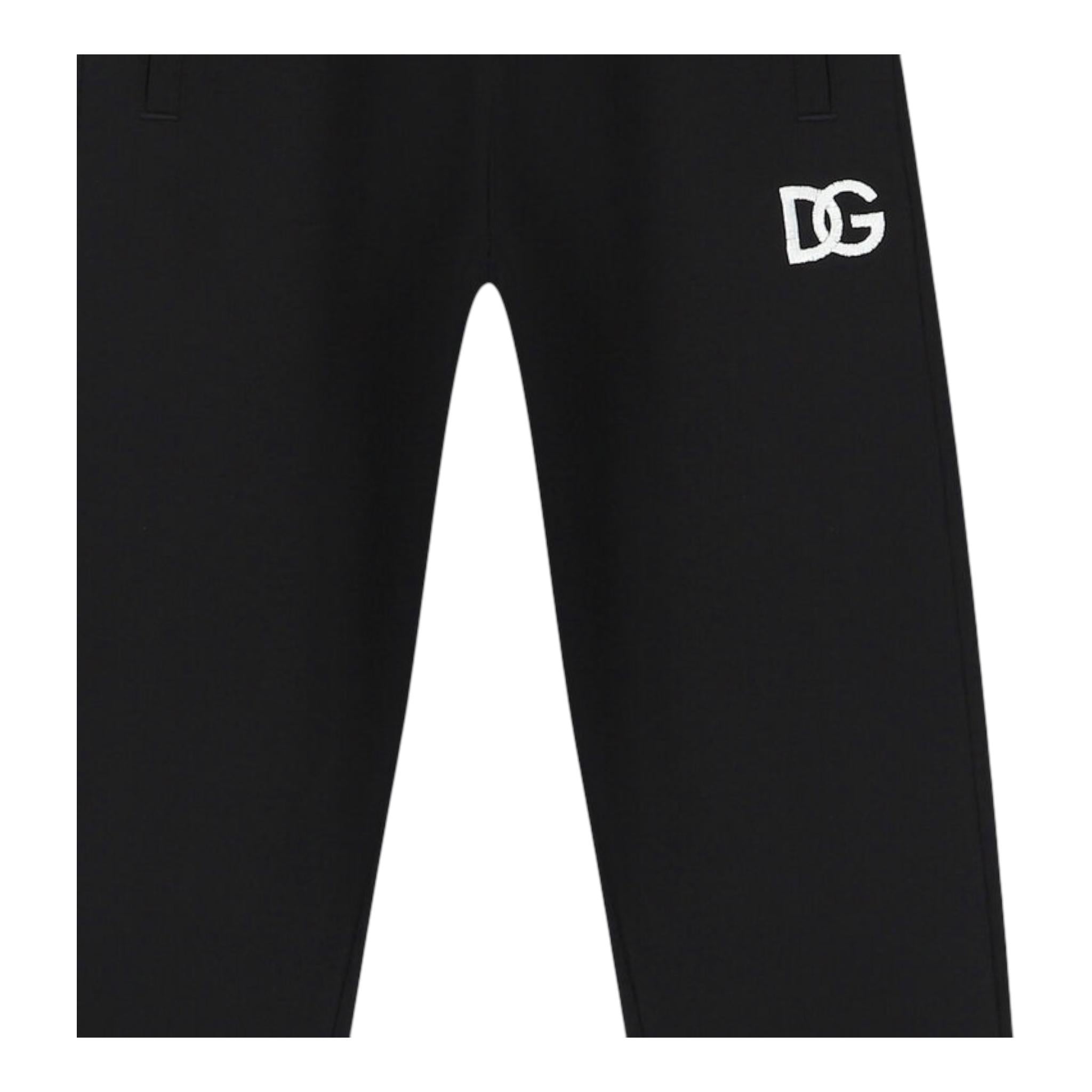 Dolce & Gabbana Pantalone Tinta Unita con Logo per Bambino L4JPGD NERO DOLCE & GABBANA 