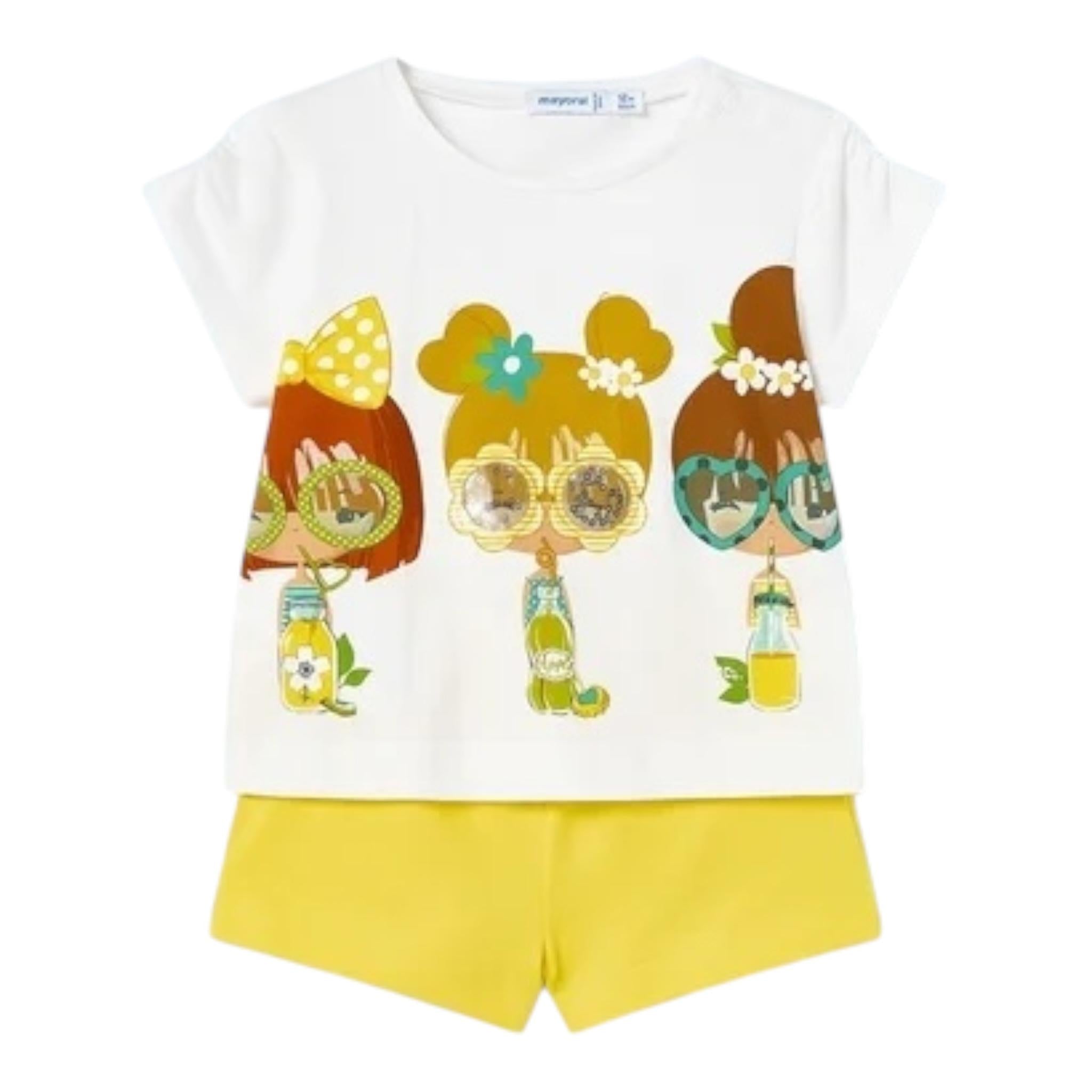 Mayoral Completo 2 Pezzi T-Shirt-Short Bicolore per Neonata 1276 BIANCO/GIALLO MAYORAL 
