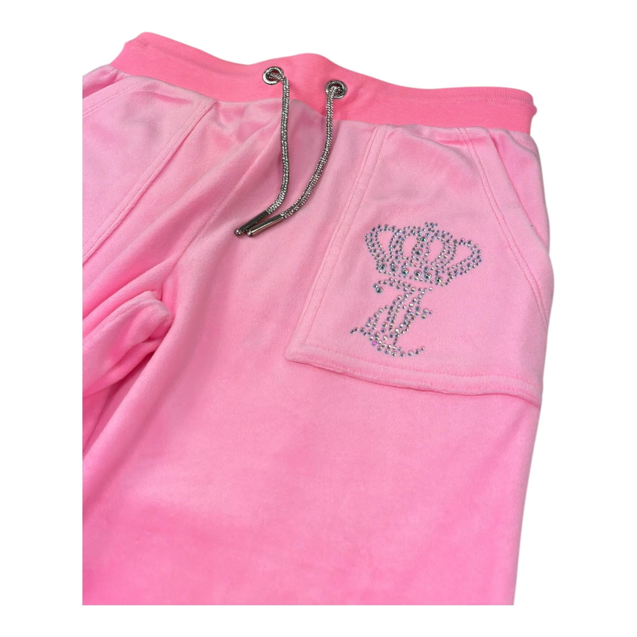 Juicy Couture Pantalone In Velluto Tinta Unita per Bambina JBX6680 ROSA JUICY COUTURE 