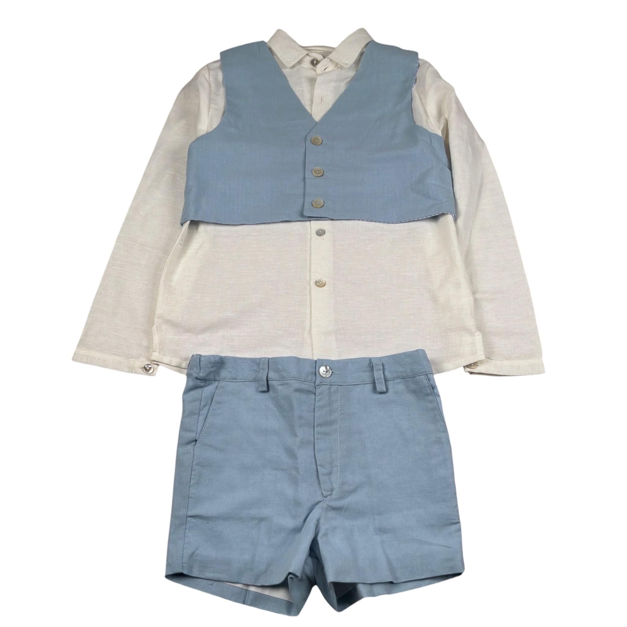 Cua-Cuak Completo 3 Pezzi Camicia-Gilet-Bermuda Azzurro per Bambino 4815 AZZURRO CUA-CUAK 