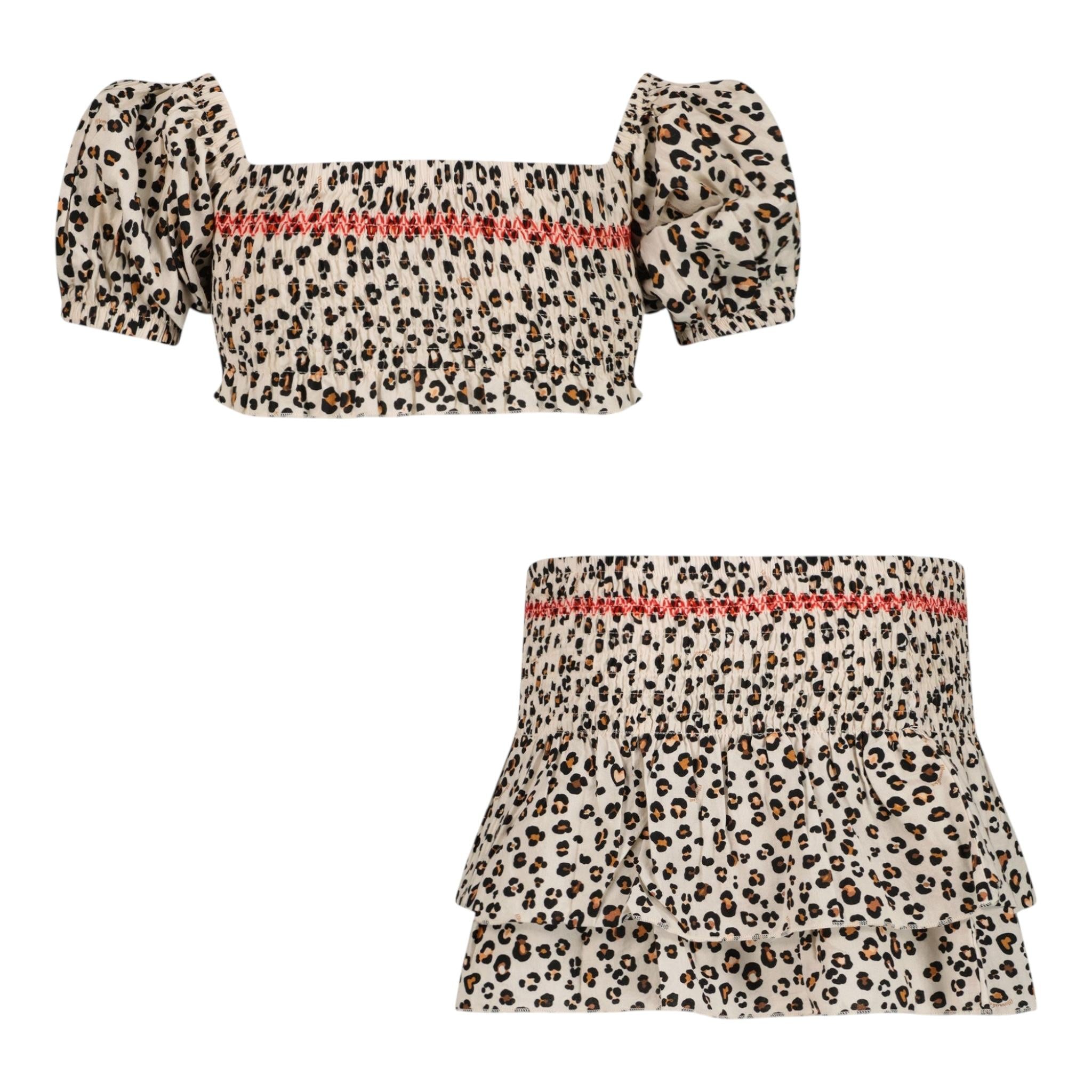 Monnalisa Completo 2 Pezzi Top-Gonna Fantasia Maculata per Bambina 19E087 BEIGE MONNALISA 