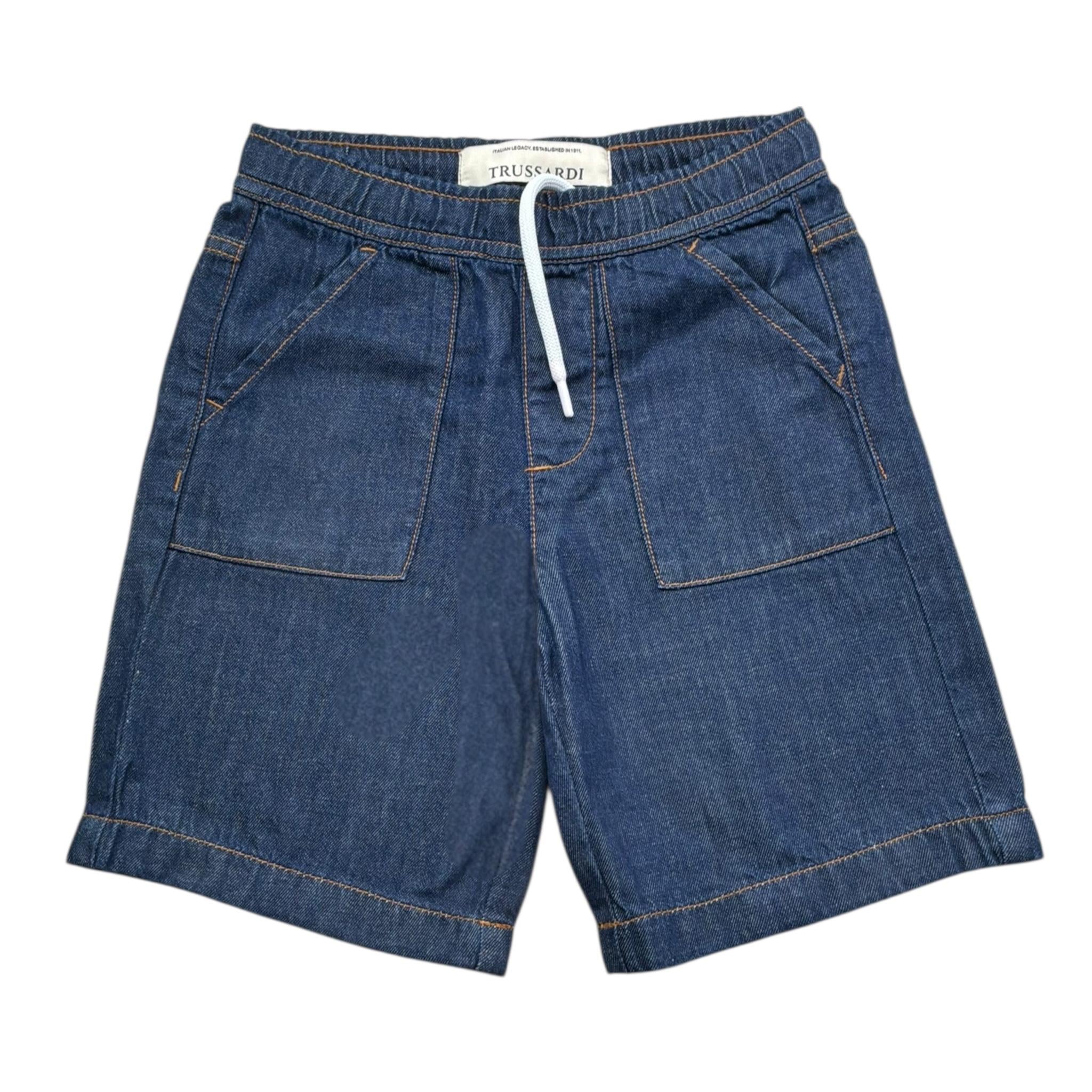 Trussardi Bermuda In Denim Tinta Unita con Elastico In Vita per Bambino TBP26120BE BLU TRUSSARDI 