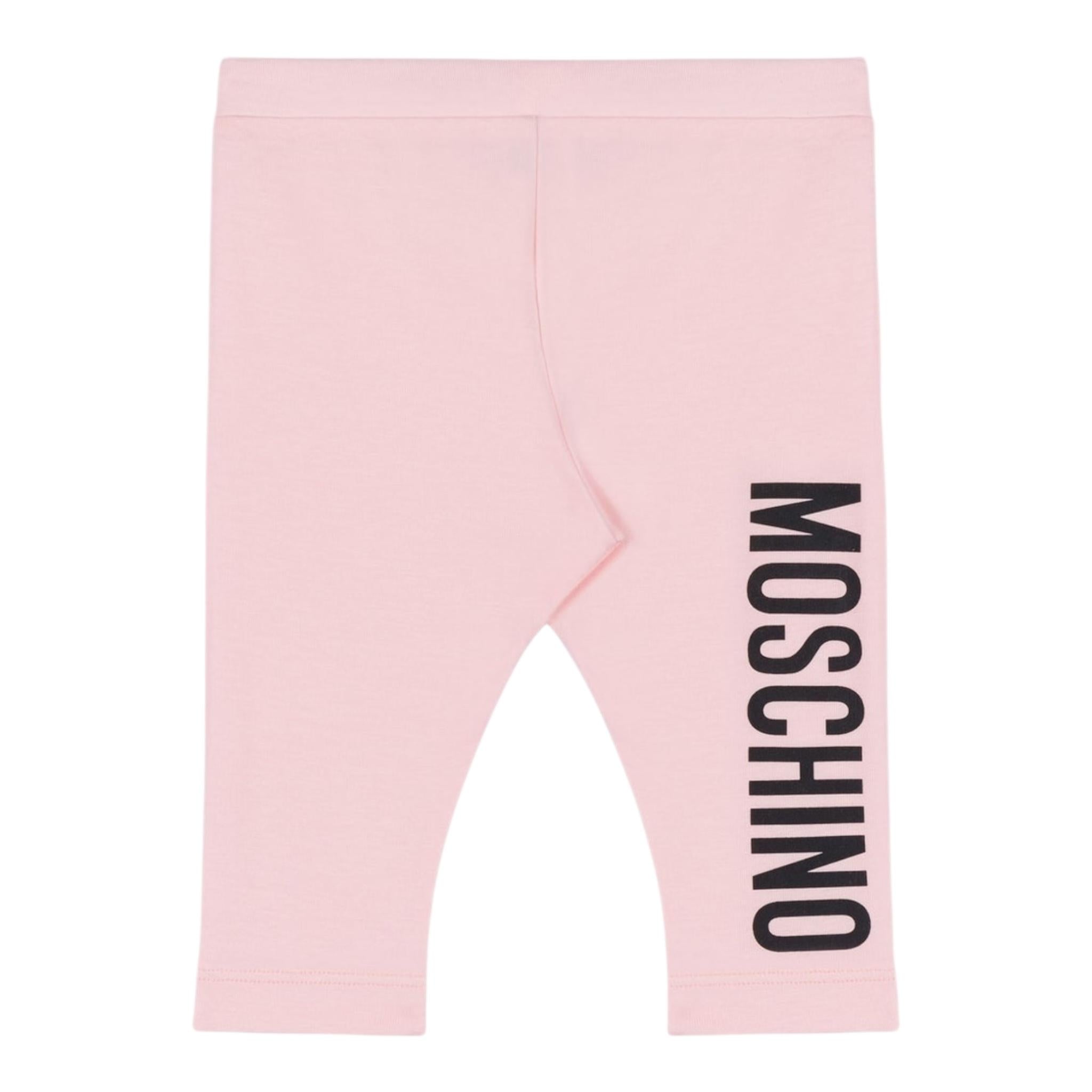 Moschino Leggins Tinta Unita con Logo per Bambina MDP03D ROSA MOSCHINO 