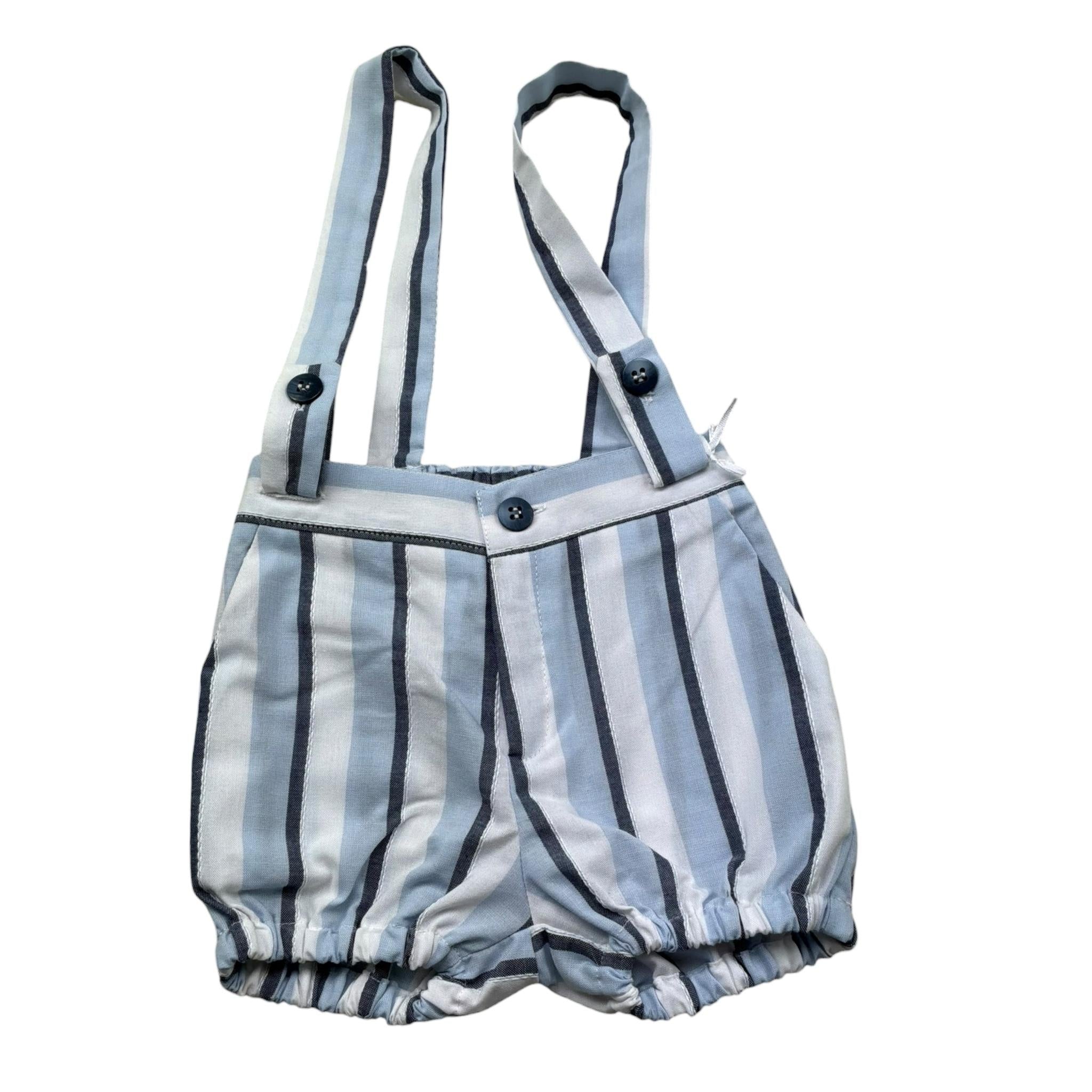 Manuel & Frank Salopette Bicolore con Fantasia A Righe per Neonato MF2338I BIANCO/BLU MANUEL & FRANK 